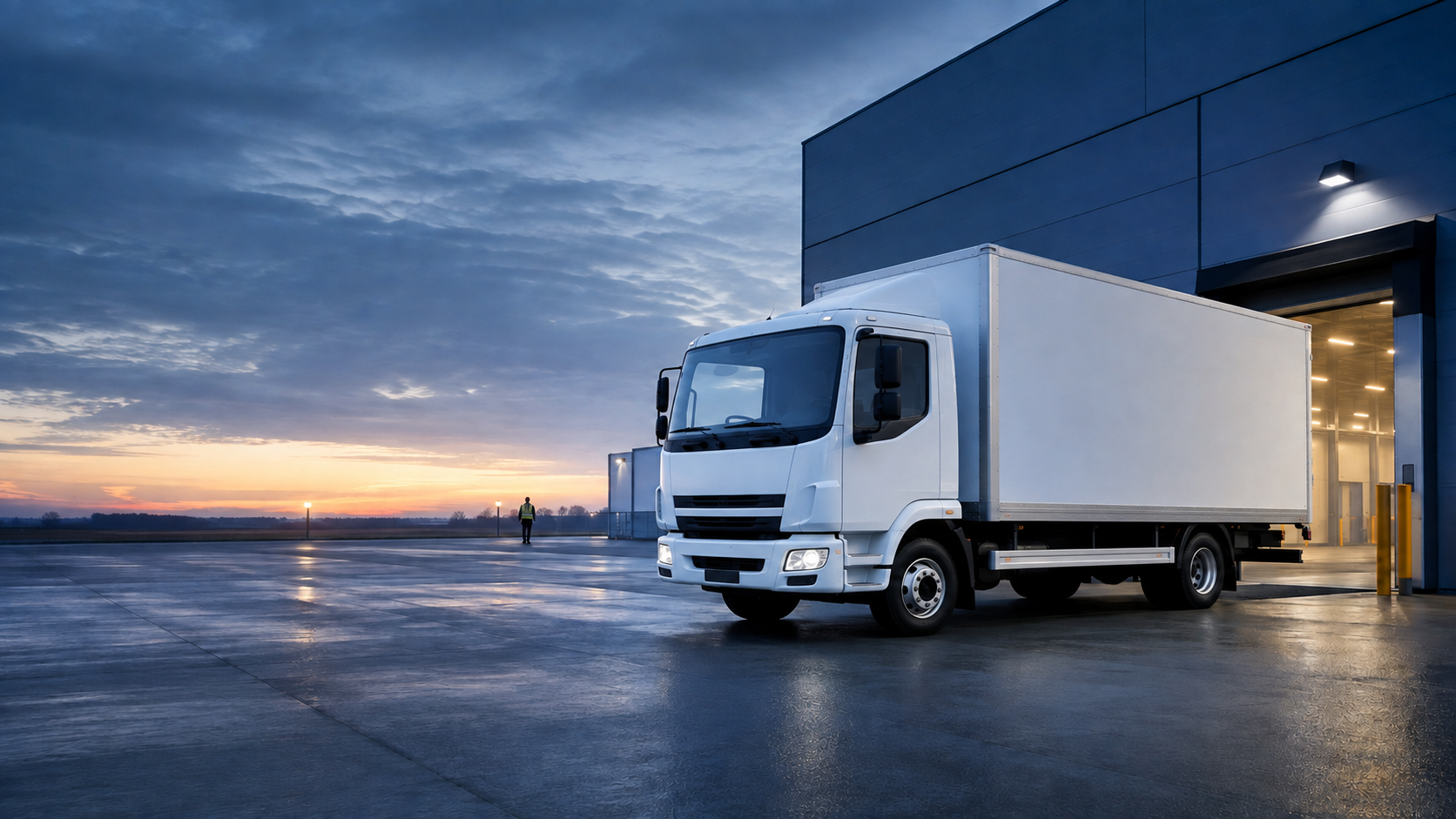 Box truck prepared for a commercial delivery
